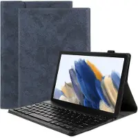 Just in Case Vintage Samsung Galaxy Tab A8 Toetsenbord Hoes QWERTY Blauw