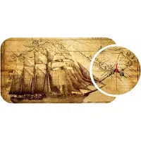 Opviq , YMS-HMA5186, Bunt, Wandklok, 68 x 32 cm, 100% MDF (dikte: 3 mm)