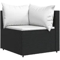vidaXL Tuinhoekbank met kussens poly rattan zwart