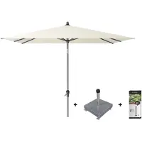 Platinum Riva stokparasol 2.5x2.5 - Ecru met voet en hoes