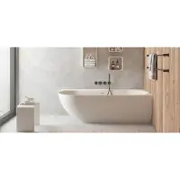 Ideavit SolidNova-CR Solid Surface Muur-gemonteerd Rechterzijde Ligbad 180x80cm - Baden, Halfvrijstaande Baden