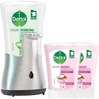 Dettol - Automatische Zeepdispenser No Touch & 2x250ml Handzeep No Touch Navulling - Sheabutter