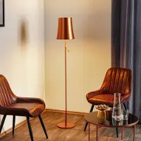 Foscarini Design vloerlamp Birdie LED Lettura, dimbaar, koper, Woon-/ Eetkamer, Kunststof, Design, vloerlamp