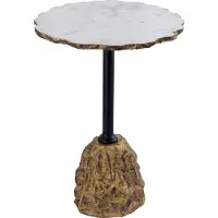 Ptmd Alexa White Marble Side Table With Iron Gold Base