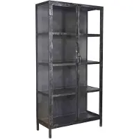 AnLi Style Vitrinekast Rift metal 2 deuren (Zwart, 90x190x40cm)
