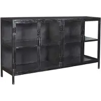 AnLi Style Dressoir Rift metal 4 deuren (Zwart, 180x92x40cm)