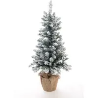 Evergreen Kunstkerstboom, groen, 90 cm, inclusief kunstsneeuw en LED-verlichting