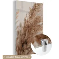 MuchoWow Glasschilderij 40x60 cm - Schilderij acrylglas - Gras - Planten - Natuur - Pampasgras - Foto op glas - Schilderijen