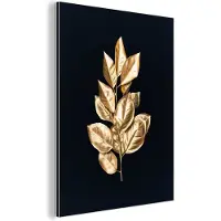 MuchoWow Wanddecoratie Metaal - Aluminium Schilderij Industrieel - Plant - Bladeren - Goud - Zwart - Luxe - 120x160 cm - Dibond - Foto op aluminium - Industriële muurdecoratie - Voor de woonkamer/slaapkamer