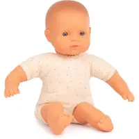 Miniland Babypop Met Stoffen Lijfje - Europees 32Cm - Met Vanillegeur - Waterdicht - 10 Maanden