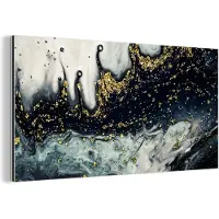 MuchoWow Wanddecoratie Metaal - Aluminium Schilderij Industrieel - Marmer - Abstract - Goud - Luxe - 160x80 cm - Dibond - Foto op aluminium - Industriële muurdecoratie - Voor de woonkamer/slaapkamer