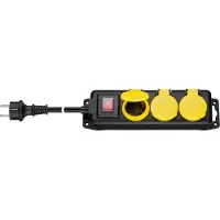 Goobay Buiten stekkerdoos 3 meter | 3-voudig | Type F, CEE 7/3 | Max. 3680W | IP44 | Zwart