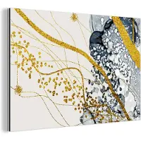 MuchoWow Wanddecoratie Metaal - Aluminium Schilderij Industrieel - Abstract - Goud - Natuur - Kunst - 180x120 cm - Dibond - Foto op aluminium - Industriële muurdecoratie - Voor de woonkamer/slaapkamer
