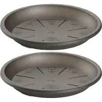 PlasticForte Opvangschaal/onderbord Plantenpot - 5x stuks - antraciet - D40 cm - Kunststof - voor pot Dia 45/50 cm