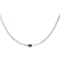 Yehwang Ketting - Collier - Squared Beads - Zilverkleurig - Paars
