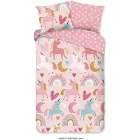 Good Morning kinderdekbedovertrek Unicorn pink - flanel