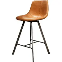AnLi Style Barstoel zig-zag plat frame - Saddle PU cowhide bruin (Bruin, 47x94x51cm)