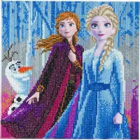 Craft Buddy Kit Disney Elsa Anna en Olaf 30x30cm (partial) Op Canvas Frame