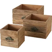 Boltze Opberg kisten - 3 set - Hout - 30x30x16cm - Bruin - lade model.