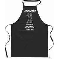 Mijncadeautje Keukenschort - Kookschort - BBQ schort - Cadeau - verjaardag en feest - zwart - 100% katoen - zwart - Opzij Opzij ik moet naar mijn - Yorkshire Terrier