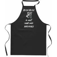 Mijncadeautje Keukenschort - Kookschort - BBQ schort - Cadeau - verjaardag en feest - zwart - 100% katoen - zwart - Opzij Opzij ik moet naar mijn - Border Collie