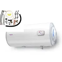 Tesy Bi-Light elektrische warm water boiler 80 L horizontaal met inbegrepen installatieset, muurmontage
