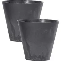 Prosperplast Set van 4x stuks kunststof bloempotten betonlook 40 cm antraciet grijs - Bloempotten/plantenpotten voor binnen en buiten