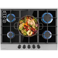 Klarstein Alchemist 5 zones gaskookplaat aluminium branders glaskeramiek zwart
