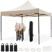 LifeGoods Tuintent Paviljoen 3x3 m opvouwbaar Beige