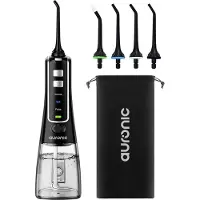 Auronic Waterflosser - Elektrisch - Monddouche - 3 Standen - 4 Opzetstukjes - 300 ml - Zwart