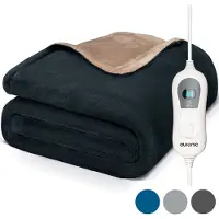 Auronic Elektrische Warmtedeken - 2 Persoons - 3 Warmtestanden - Bovendeken met Timer - 200 x 180 cm - Antraciet