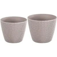 Prosperplast Plantenpotten/bloempot set 6x kunststof taupe 30 x 25 en 26 x 22 cm - Plantenpotten