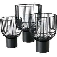 Boltze Set van 3 windlichten Cindy metaal zwart