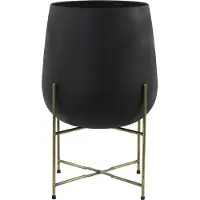 Light & Living Bloempot deco Ø43x63 cm BERTENS mat zwart+antiek brons (Zwart, 43x63x43cm)