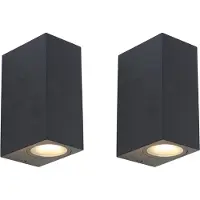 QAZQA Set van 2 moderne wandlampen zwart 2-lichts IP44 - Baleno