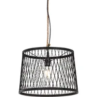 QAZQA Landelijke buiten hanglamp zwart rotan 40 cm - Calamus