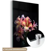 MuchoWow Glasschilderij 30x40 cm - Schilderij acrylglas - Tijgerlelie - Bloemen - Roze - Natuur - Portret - Foto op glas - Schilderijen