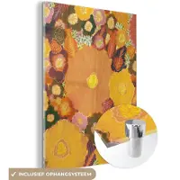 MuchoWow Glasschilderij 120x160 cm - Schilderij acrylglas - Bloemen - Geel - Kleurrijk - Planten - Hippie - Foto op glas - Schilderijen