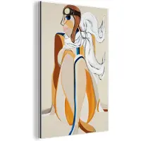 MuchoWow Wanddecoratie Metaal - Aluminium Schilderij Industrieel - Vrouw - Vlieghelm - Sjaal - Abstract - 40x60 cm - Dibond - Foto op aluminium - Industriële muurdecoratie - Voor de woonkamer/slaapkamer