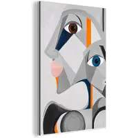 MuchoWow Wanddecoratie Metaal - Aluminium Schilderij Industrieel - Abstract - Gezichten - Lippen - Grijs - 120x180 cm - Dibond - Foto op aluminium - Industriële muurdecoratie - Voor de woonkamer/slaapkamer