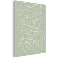 MuchoWow Wanddecoratie Metaal - Aluminium Schilderij Industrieel - Line art - Groen - Abstract - Figuren - 30x40 cm - Dibond - Foto op aluminium - Industriële muurdecoratie - Voor de woonkamer/slaapkamer