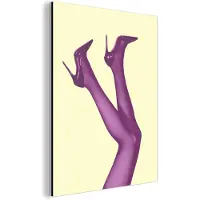 MuchoWow Wanddecoratie Metaal - Aluminium Schilderij Industrieel - Hakken - Geel - Benen - Roze - 120x160 cm - Dibond - Foto op aluminium - Industriële muurdecoratie - Voor de woonkamer/slaapkamer