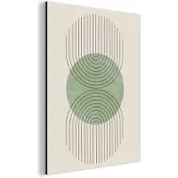 MuchoWow Wanddecoratie Metaal - Aluminium Schilderij Industrieel - Cirkel - Lijnen - Abstract - Groen - 120x160 cm - Dibond - Foto op aluminium - Industriële muurdecoratie - Voor de woonkamer/slaapkamer