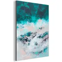 MuchoWow Wanddecoratie Metaal - Aluminium Schilderij Industrieel - Abstract - Zee - Blauw - Verf - 120x160 cm - Dibond - Foto op aluminium - Industriële muurdecoratie - Voor de woonkamer/slaapkamer