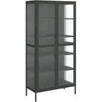 vidaXL Hoge kast, zwart, 85x40x180 cm, glas en staal