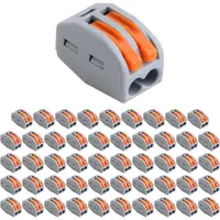 BES LED Lasklem - Verbindingsklem - 50 Stuks - 2 Polig met Klemmetjes - Grijs/Oranje