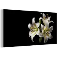 MuchoWow Wanddecoratie Metaal - Aluminium Schilderij Industrieel - Lelie - Bloemen - Wit - Natuur - Botanisch - 80x40 cm - Dibond - Foto op aluminium - Industriële muurdecoratie - Voor de woonkamer/slaapkamer