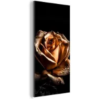 MuchoWow Wanddecoratie Metaal - Aluminium Schilderij Industrieel - Roos - Goud - Bloemen - Botanisch Zwart - 40x80 cm - Dibond - Foto op aluminium - Industriële muurdecoratie - Voor de woonkamer/slaapkamer