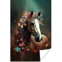 PosterMonkey Poster Dieren - Paard - Natuur - Vlinder - Bloemen - 60x90 cm