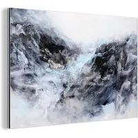 MuchoWow Wanddecoratie Metaal - Aluminium Schilderij Industrieel - Zwart - Wit - Verf - Abstract - 180x120 cm - Dibond - Foto op aluminium - Industriële muurdecoratie - Voor de woonkamer/slaapkamer